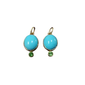 Gold Arizona 14k Turquoise Charm Pendant & Tsavorite Pendant