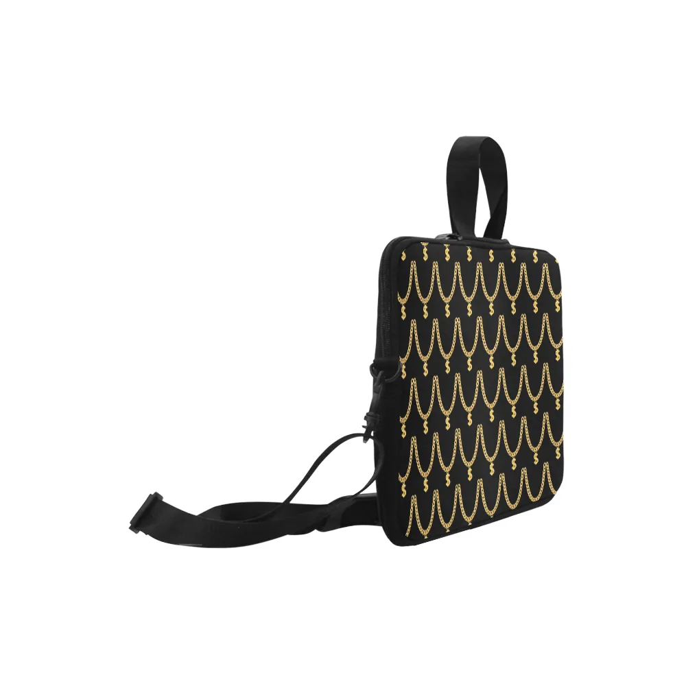 Gold Chain Pattern Classic Laptop Sleeve w/Strap