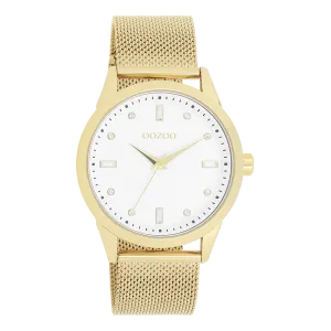 Gold coloured OOZOO watch with gold coloured metal mesh bracelet - C11282