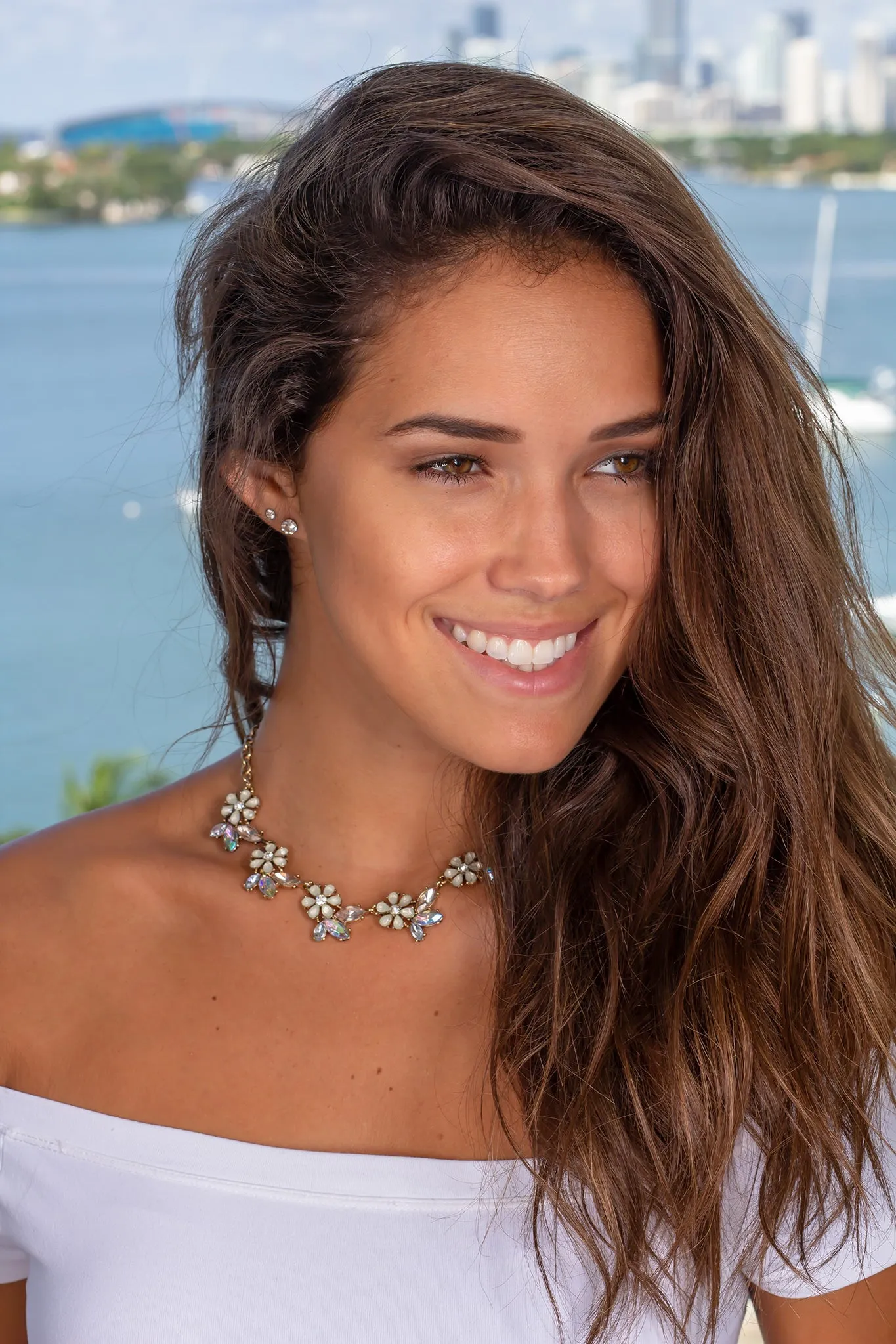 Gold Flower Statement Necklace