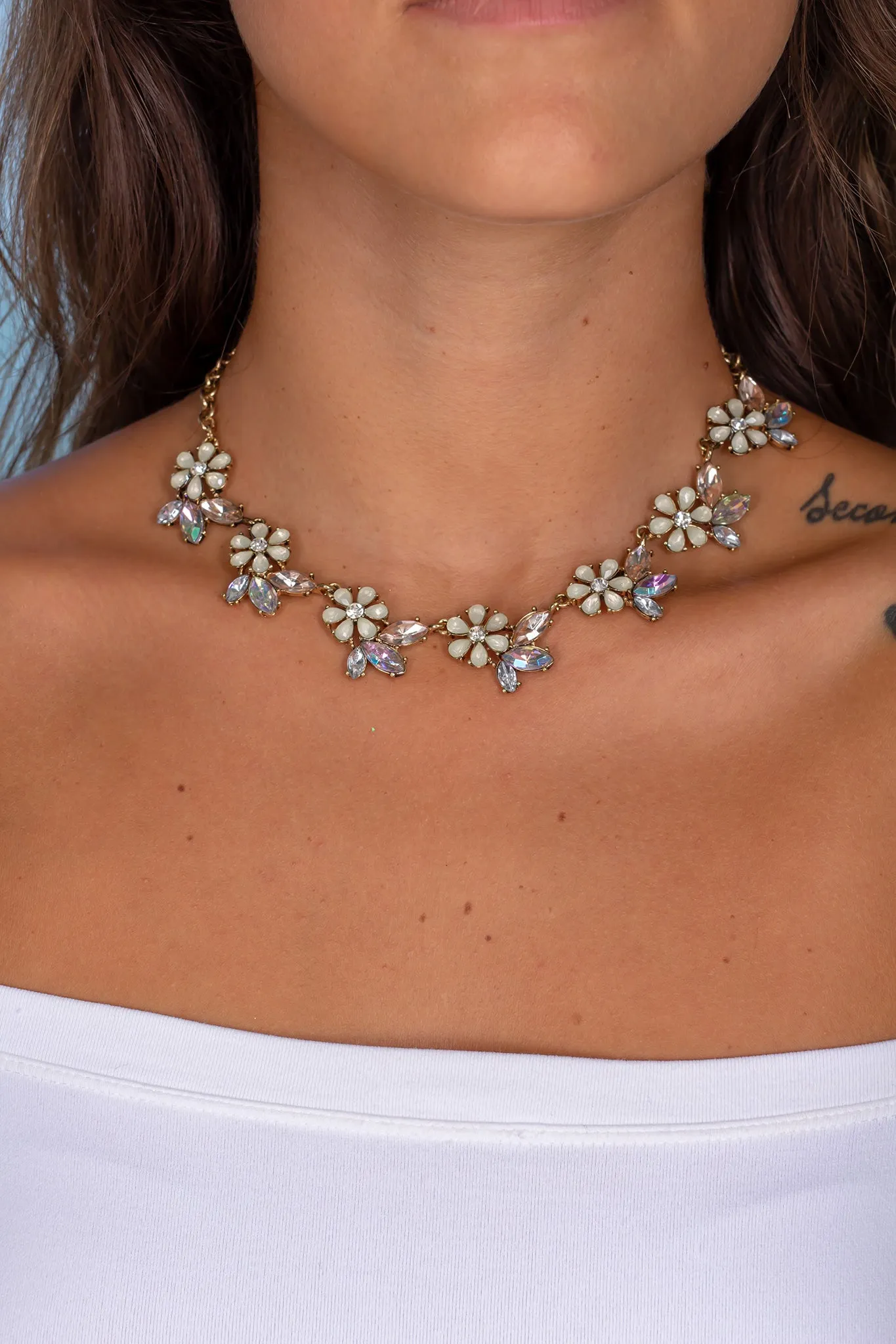 Gold Flower Statement Necklace