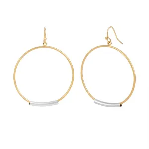 Gold Hoop with Metal Bar Earrings