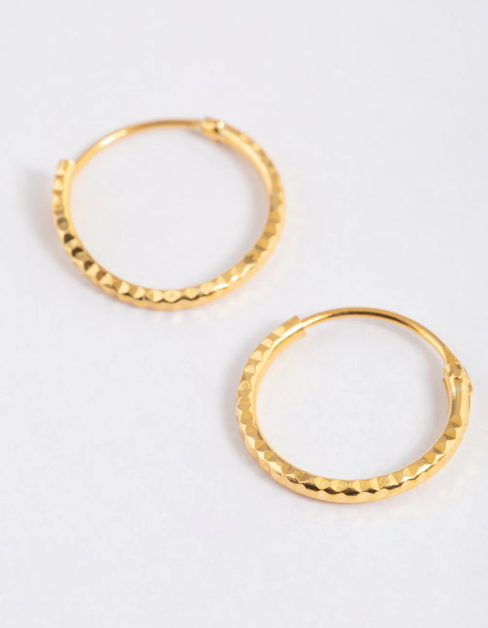 Gold Plated Sterling Silver Diagonal Hoop Earrings 12mm