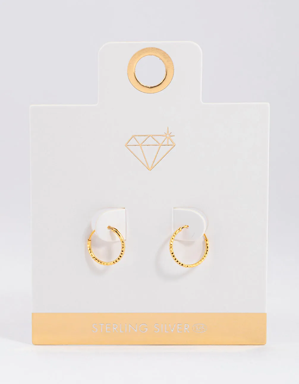 Gold Plated Sterling Silver Diagonal Hoop Earrings 12mm