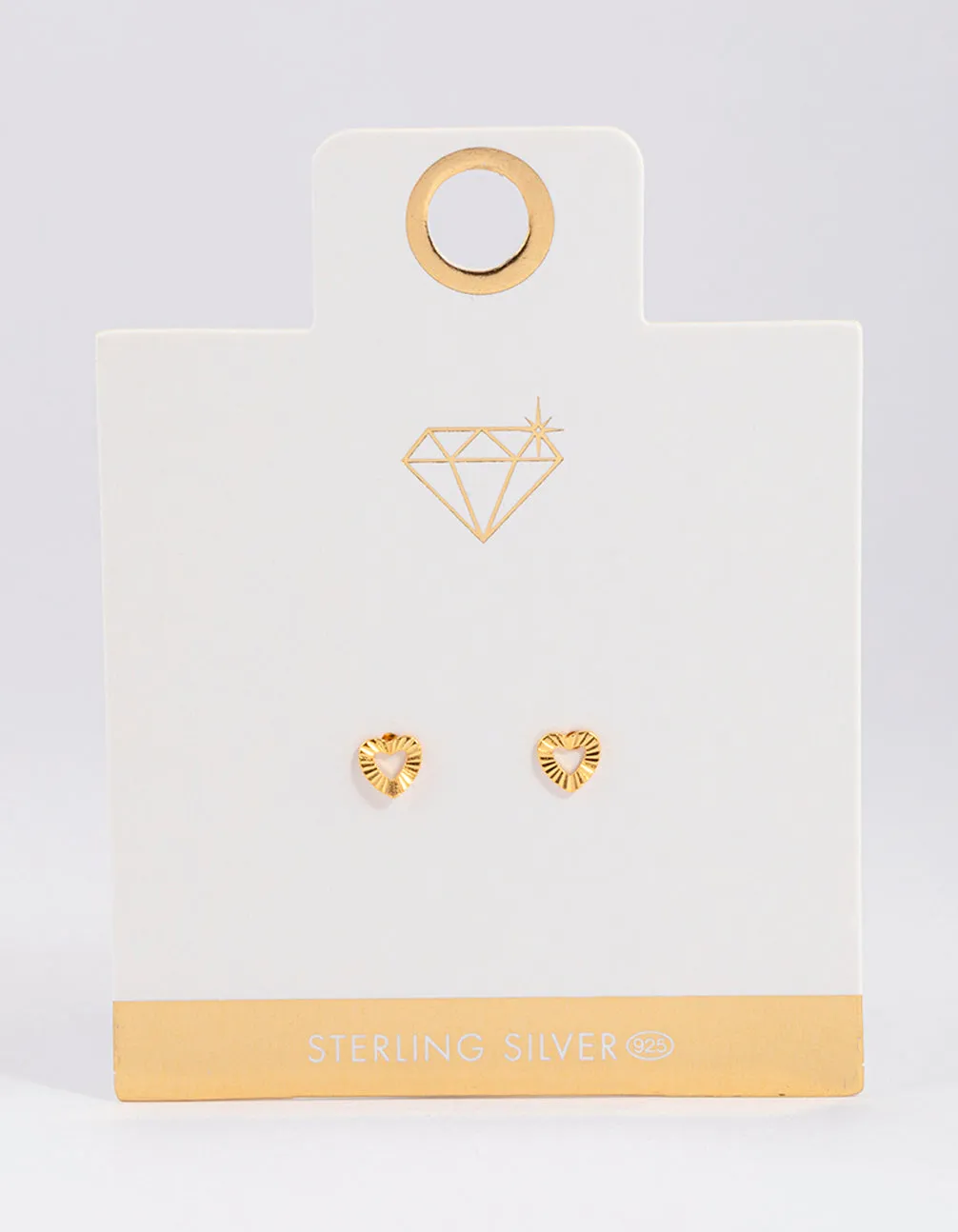 Gold Plated Sterling Silver Sunray Heart Stud Earrings