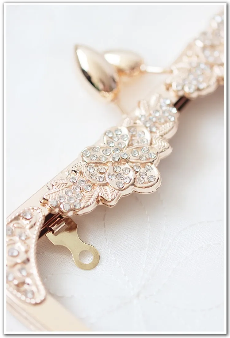 Gold Purse Frame Metal Vintage Flowers Pattern Snap Clasp For Bag Sewing Clutch Handbag Making Findings Hardware Supply Accessories 20.5cm