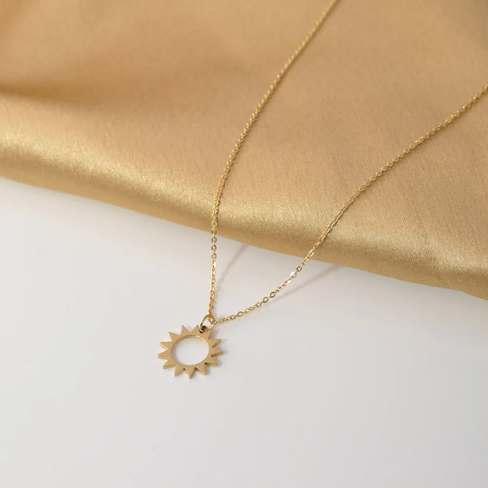 Gold Sun Pendant Necklace