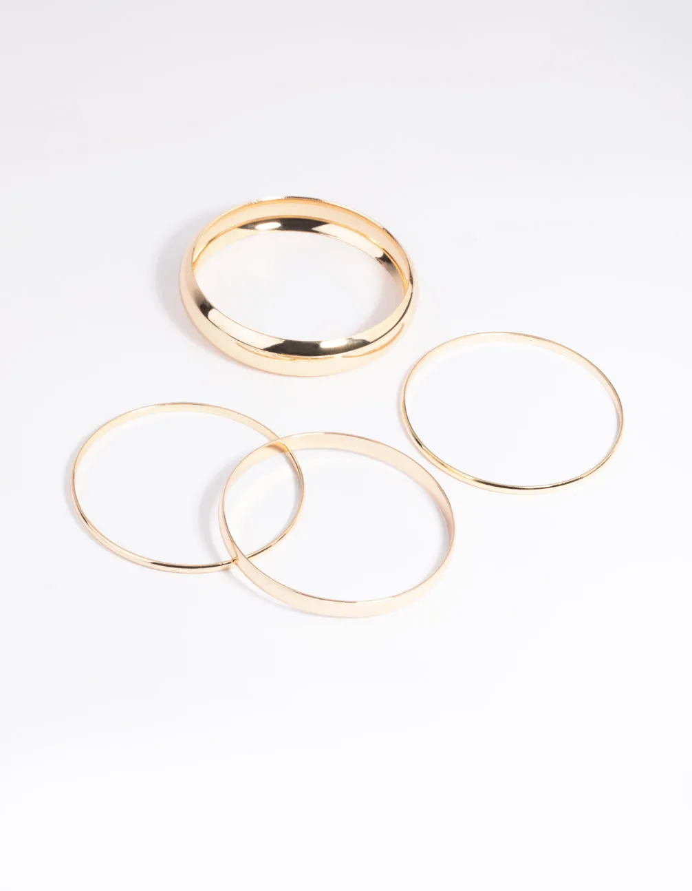 Gold Thick & Thin Bangle Bracelet 4-Pack
