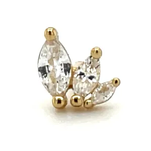 Golden Triple Marquise Cz Single Ear Stud