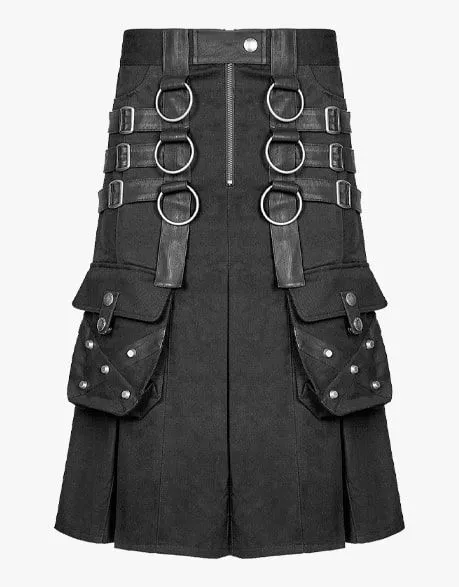 Gothic Black Utility Kilt