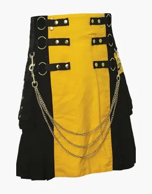 Gothic utility kilt in black and yellow