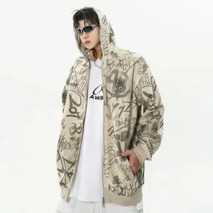 Graffiti Print Hooded Sweatshirt