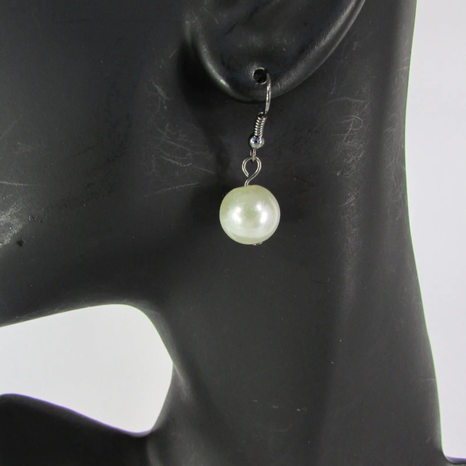 Gray Beads Beige Silver ColorSmall Imitations Pearls Long Necklace Earrings Set