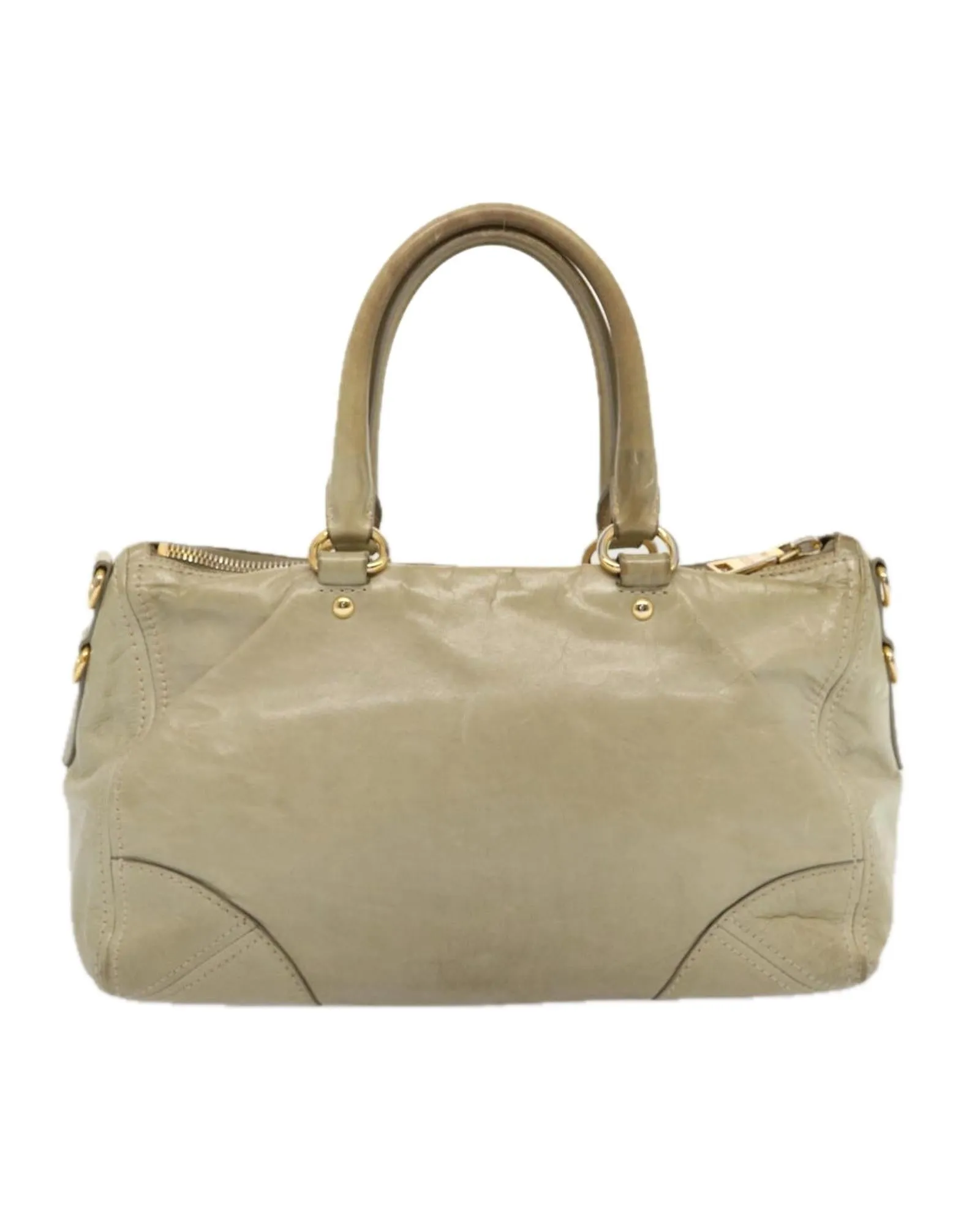 Gray Leather Hand Bag by Prada