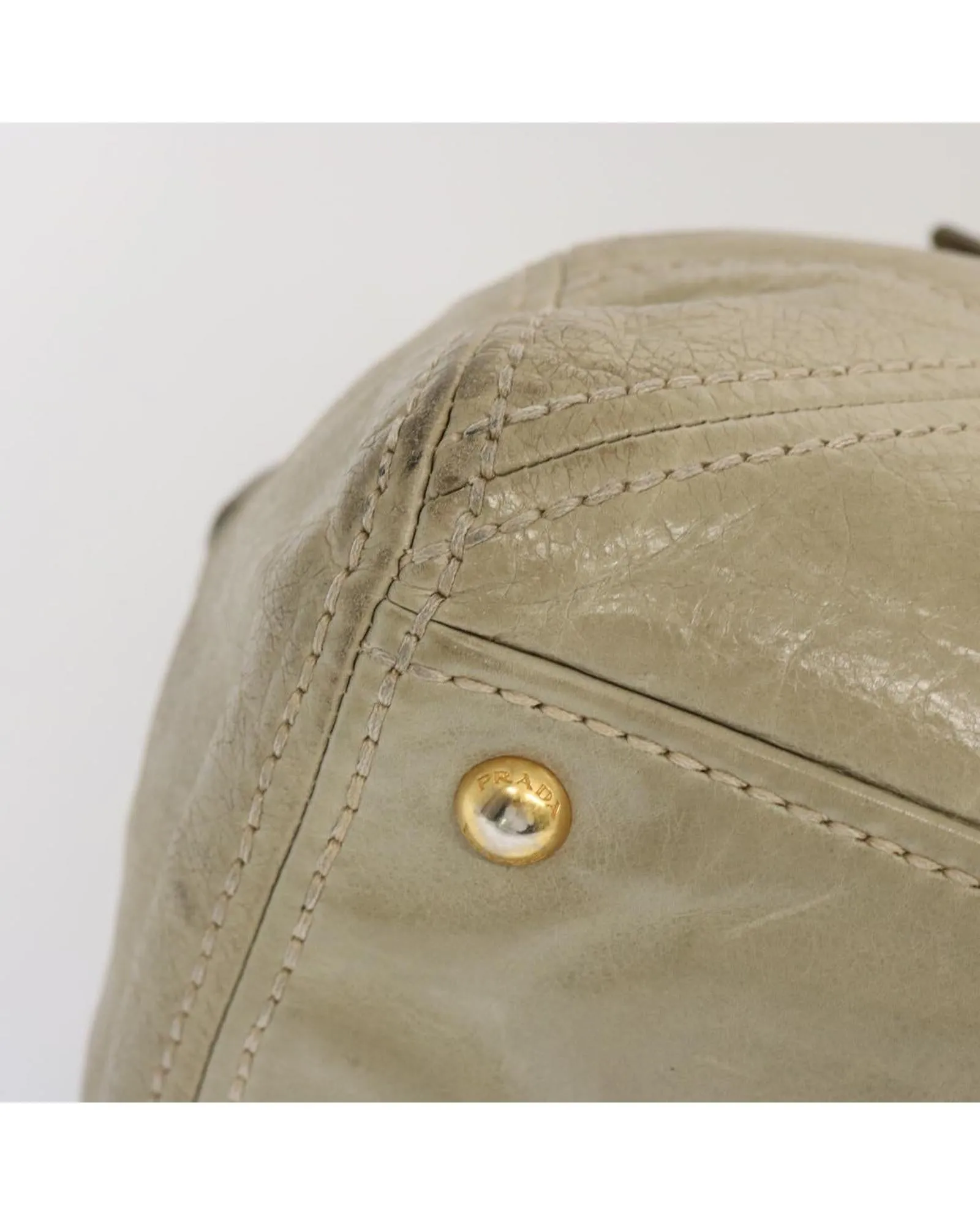 Gray Leather Hand Bag by Prada