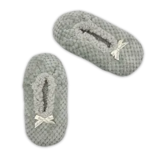 Gray Textured Check Brookstone Fuzzy Babba® Slipper Socks