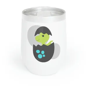 Green and Grey Dinosaur Egg Chill Wine Tumbler