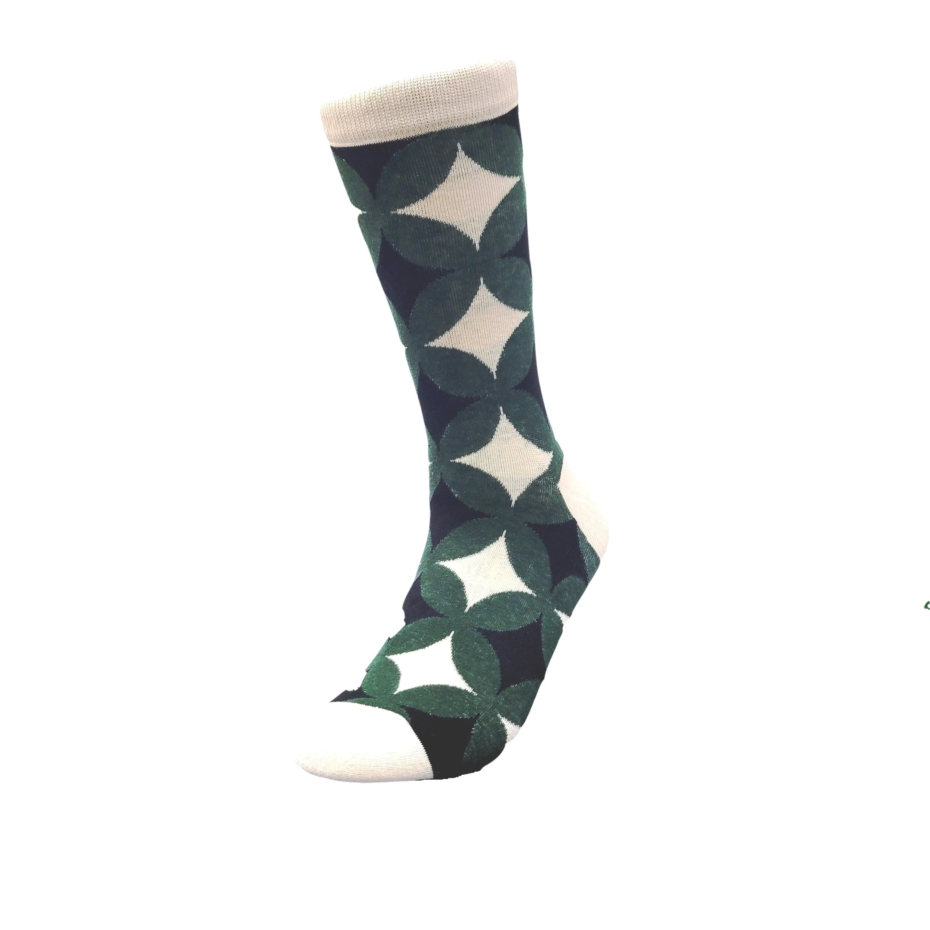 Green Avocado Colored Geometric Patterned Socks from the Sock Panda (Adult Large - Men's Shoe Sizes 8-12)