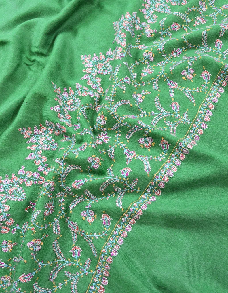 Green Embroidery Pashmina Shawl 7364