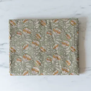Green Floral Block Print Tablecloth