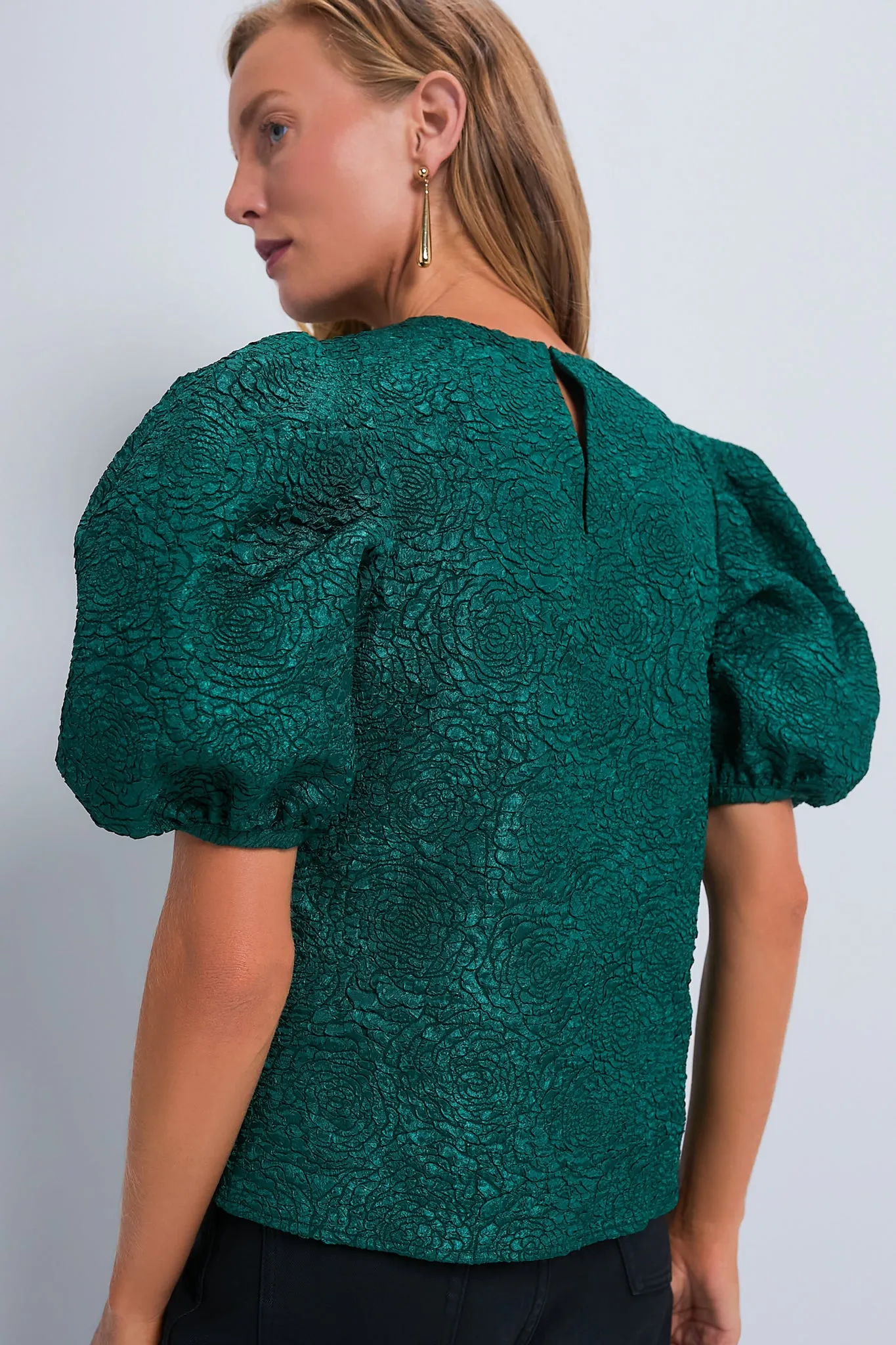 Green Jacquard Noelle Blouse