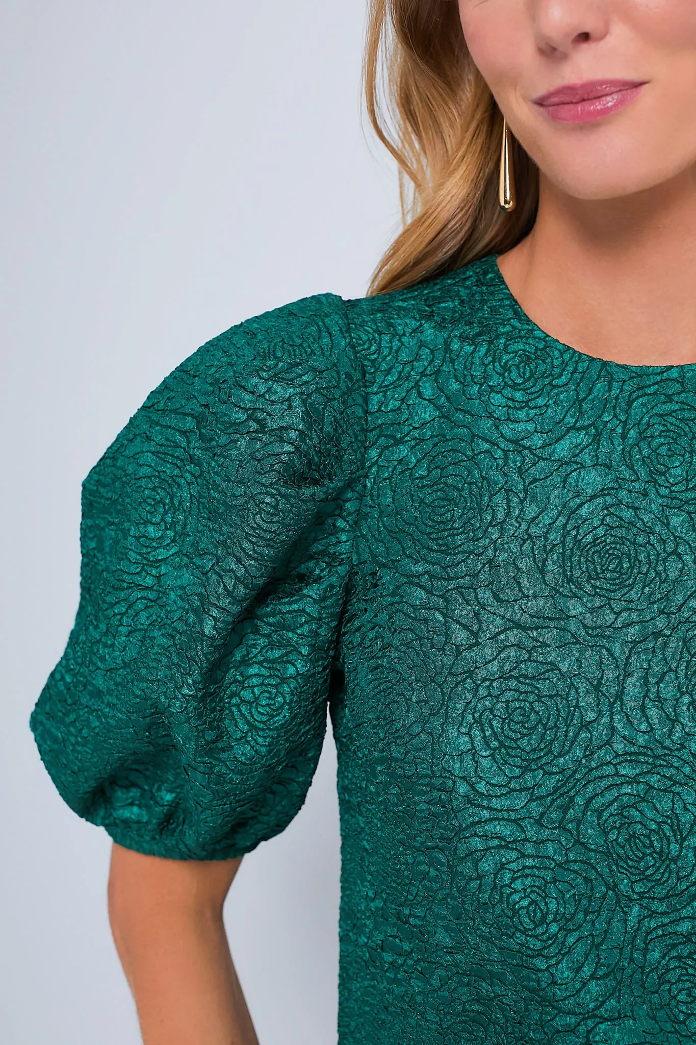 Green Jacquard Noelle Blouse