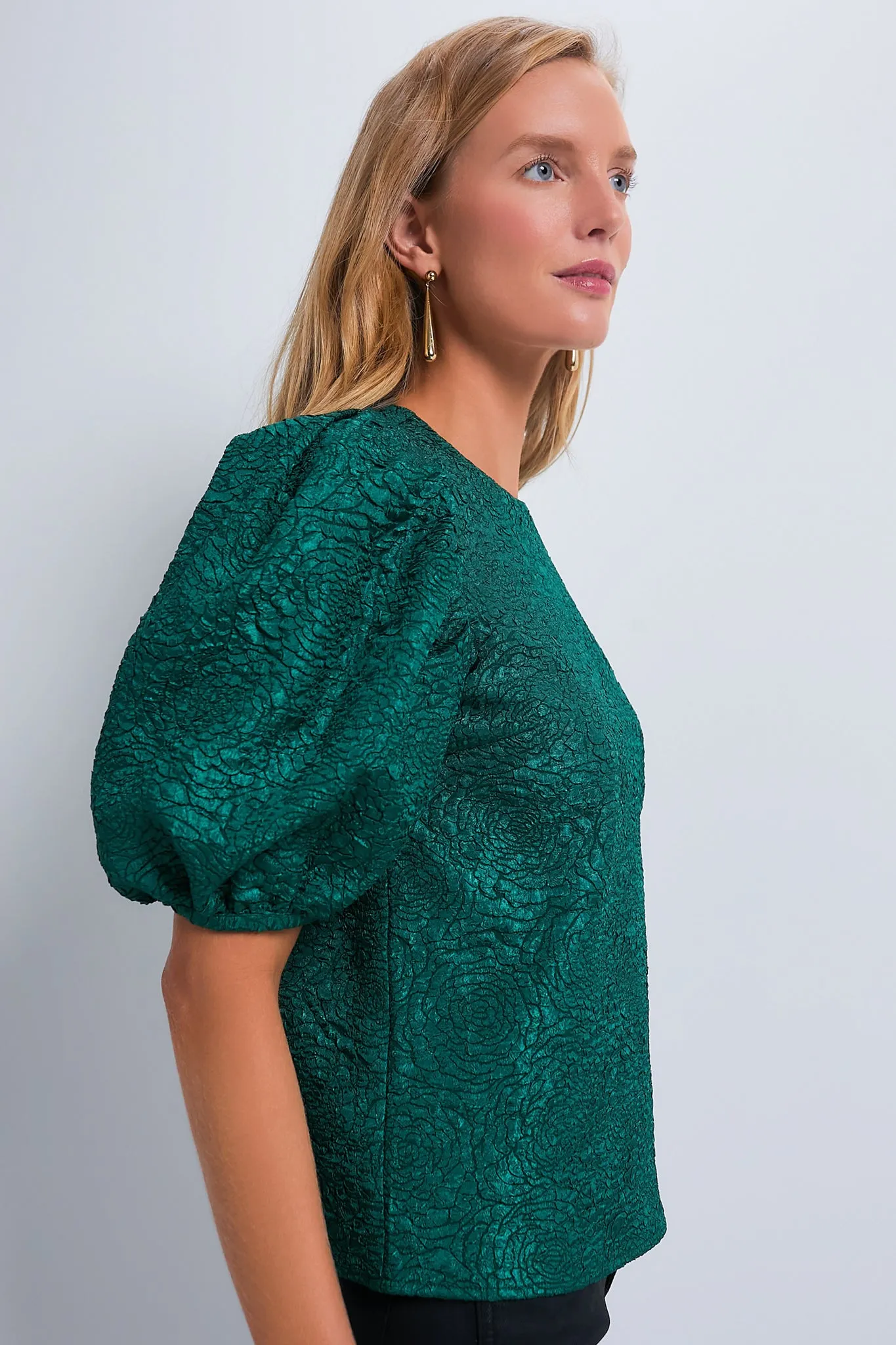 Green Jacquard Noelle Blouse