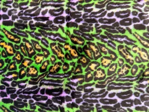 Green Leopard Short pile Faux Fur Fabric By The Yard