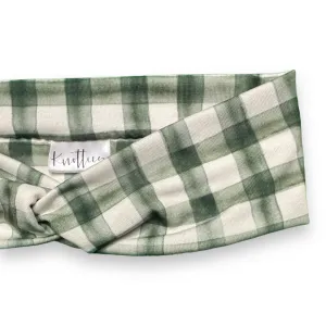 Green Plaid Knotties Headband