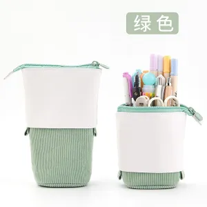 GREEN Retractable Standing Pen Case Pencil Case Retractable Case Storage Case Durable en Case | 185mm X 125mm X 85mm X 65mm