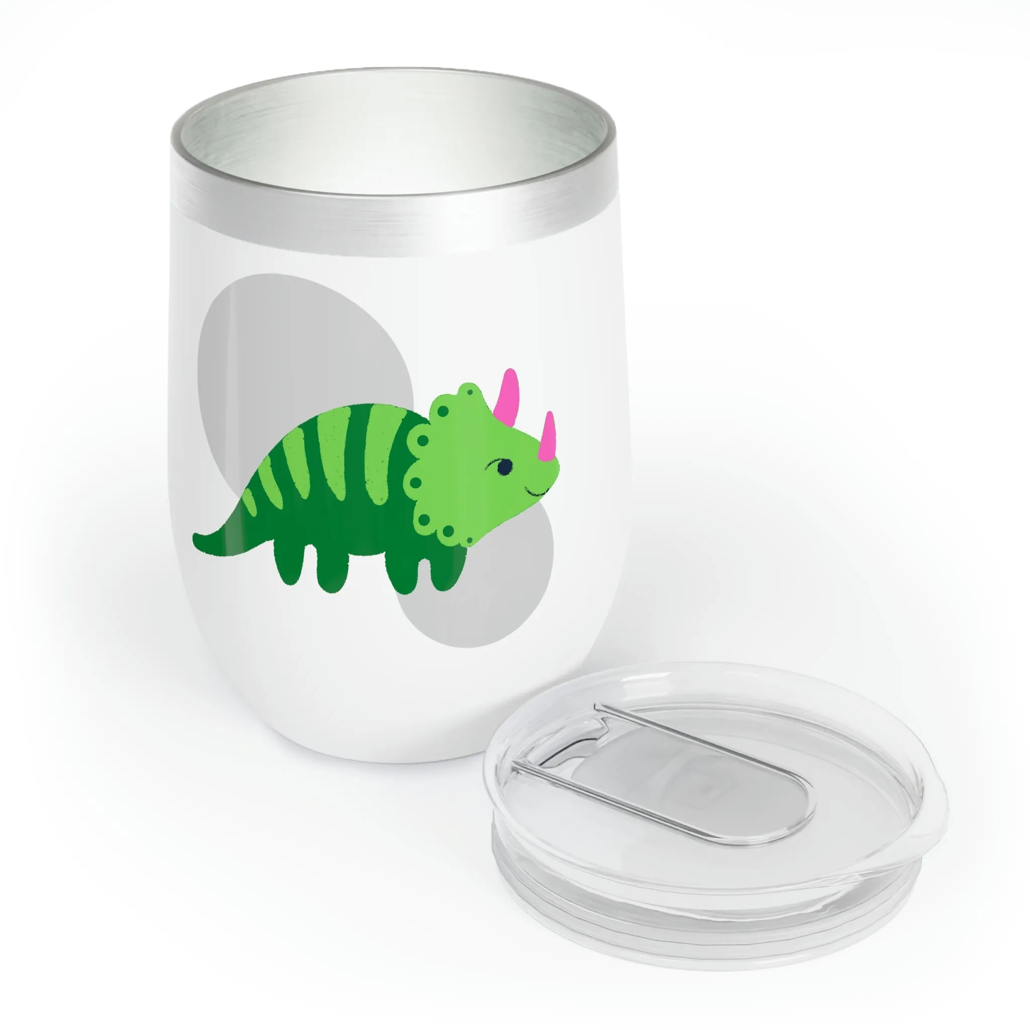 Green Triceratops Dinosaur Chill Wine Tumbler