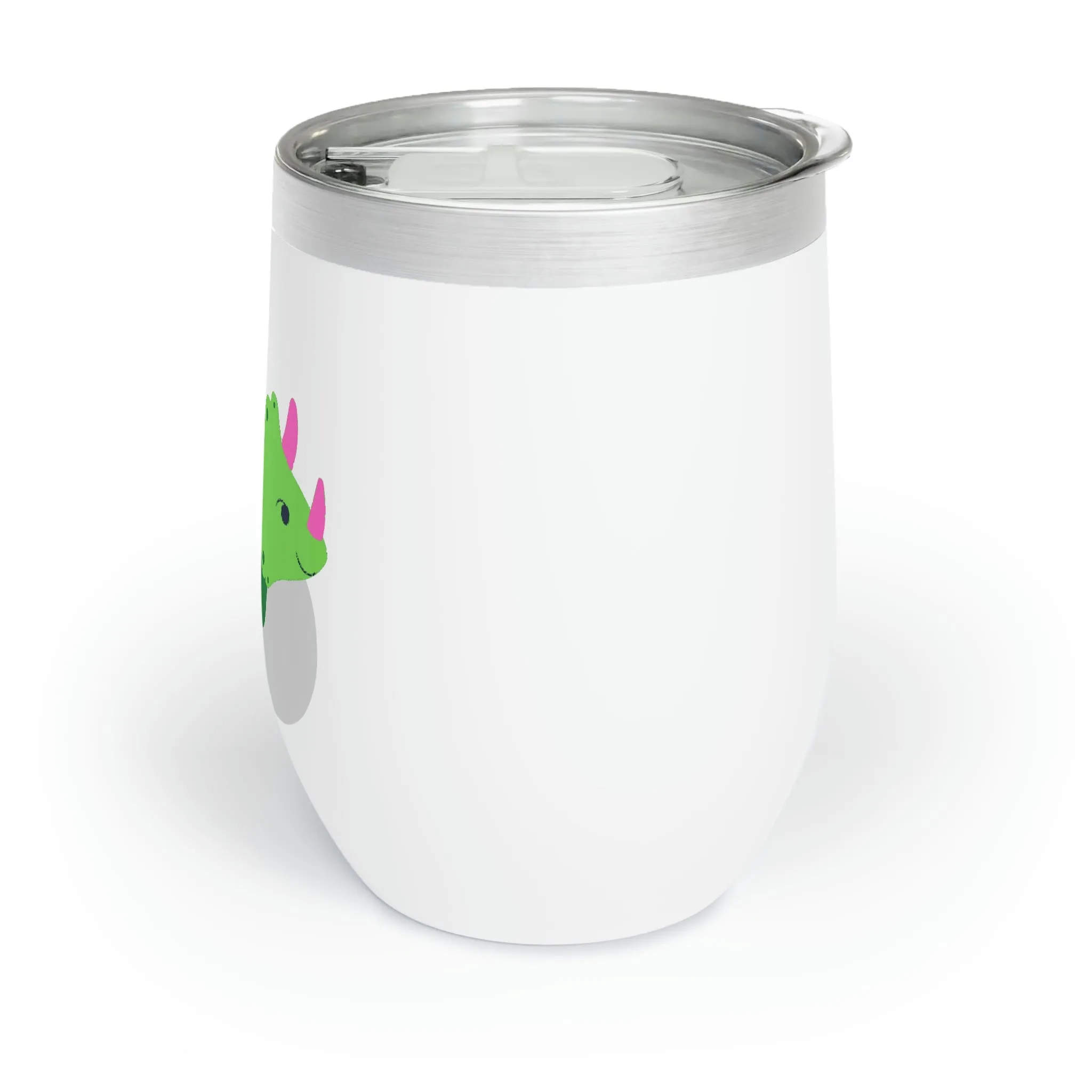 Green Triceratops Dinosaur Chill Wine Tumbler