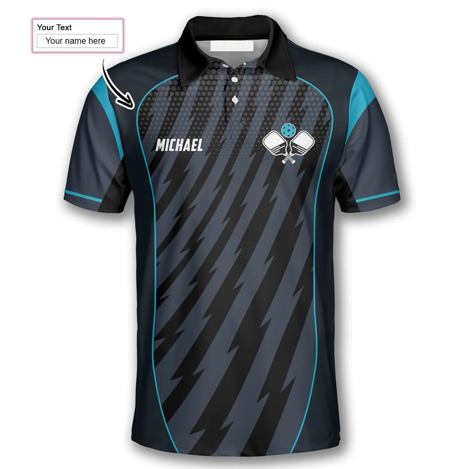 Grey Blue Sports Style Custom Pickleball Shirts for Men