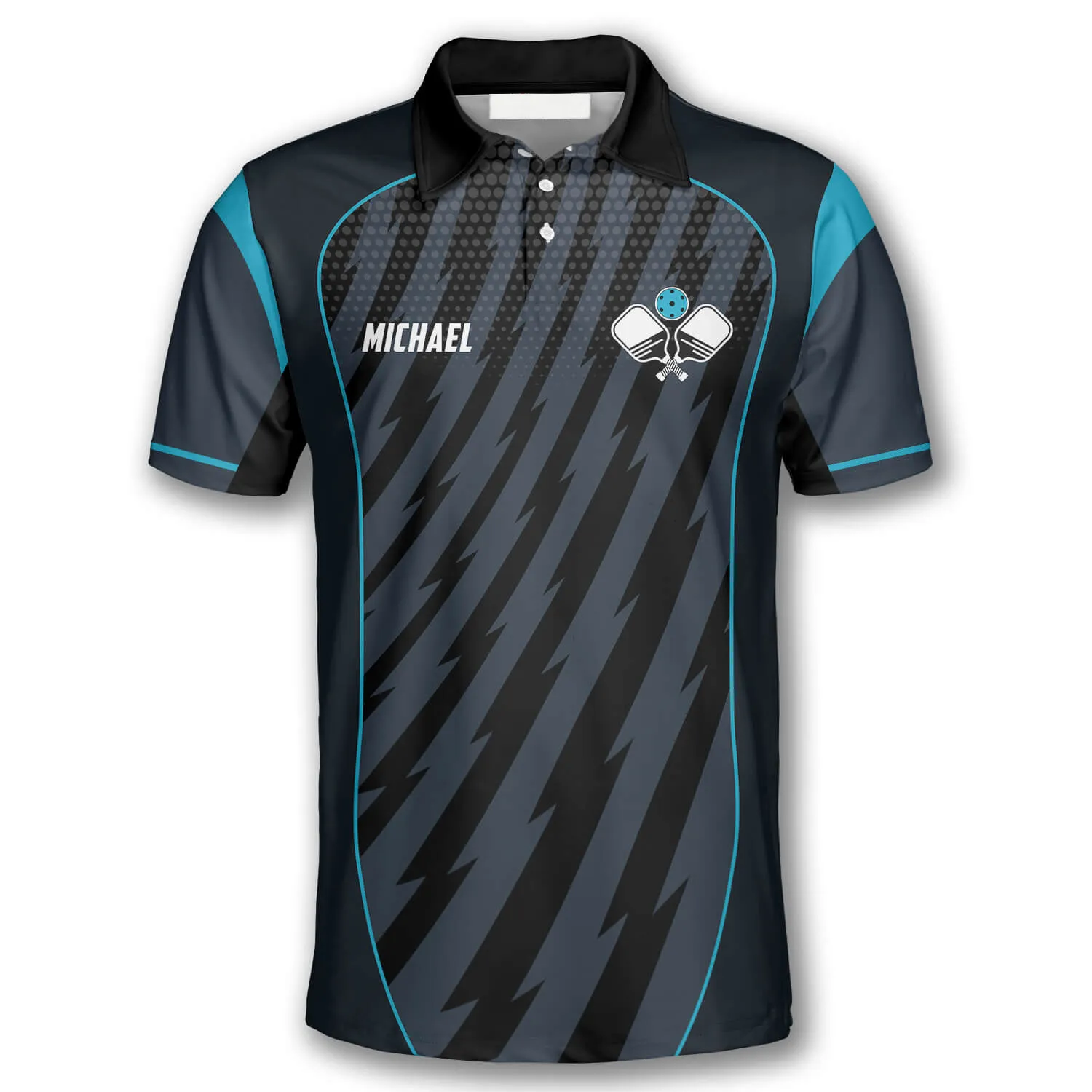 Grey Blue Sports Style Custom Pickleball Shirts for Men