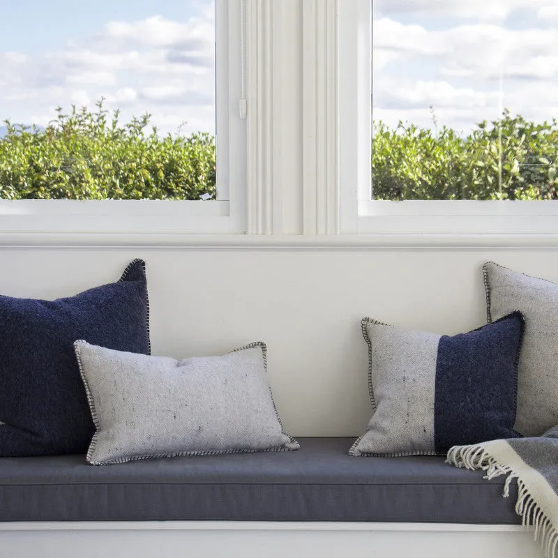 GREY MERINO WOOL BLEND CUSHION 35cm x 55cm