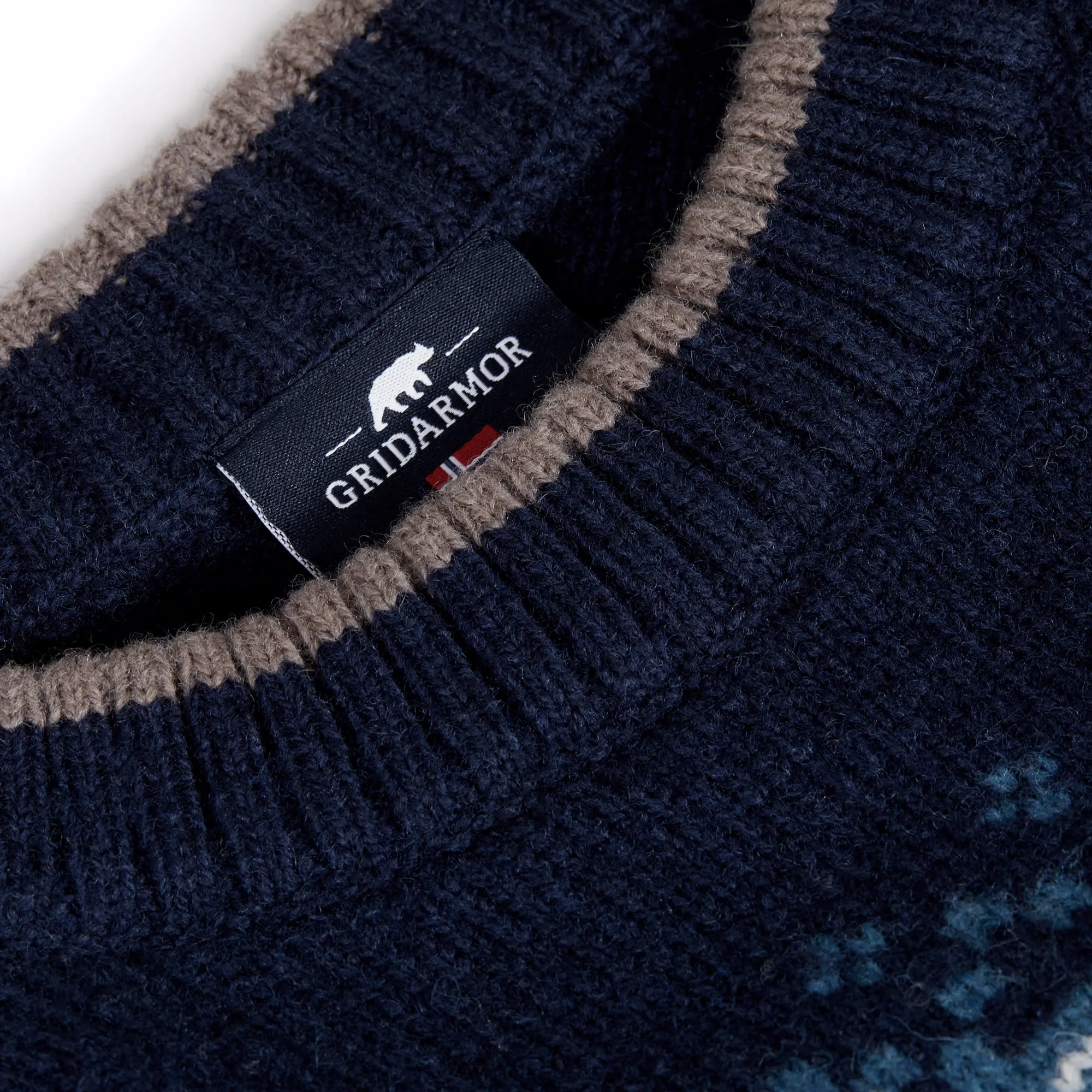 Gridarmor Men&#x27;s Snøkrystall Round Neck Ullgenser Blue/White/Navy | Buy Gridarmor Men&#x27;s Snøkrystall Round Neck Ullgenser Blue/White/Navy here | Outnorth