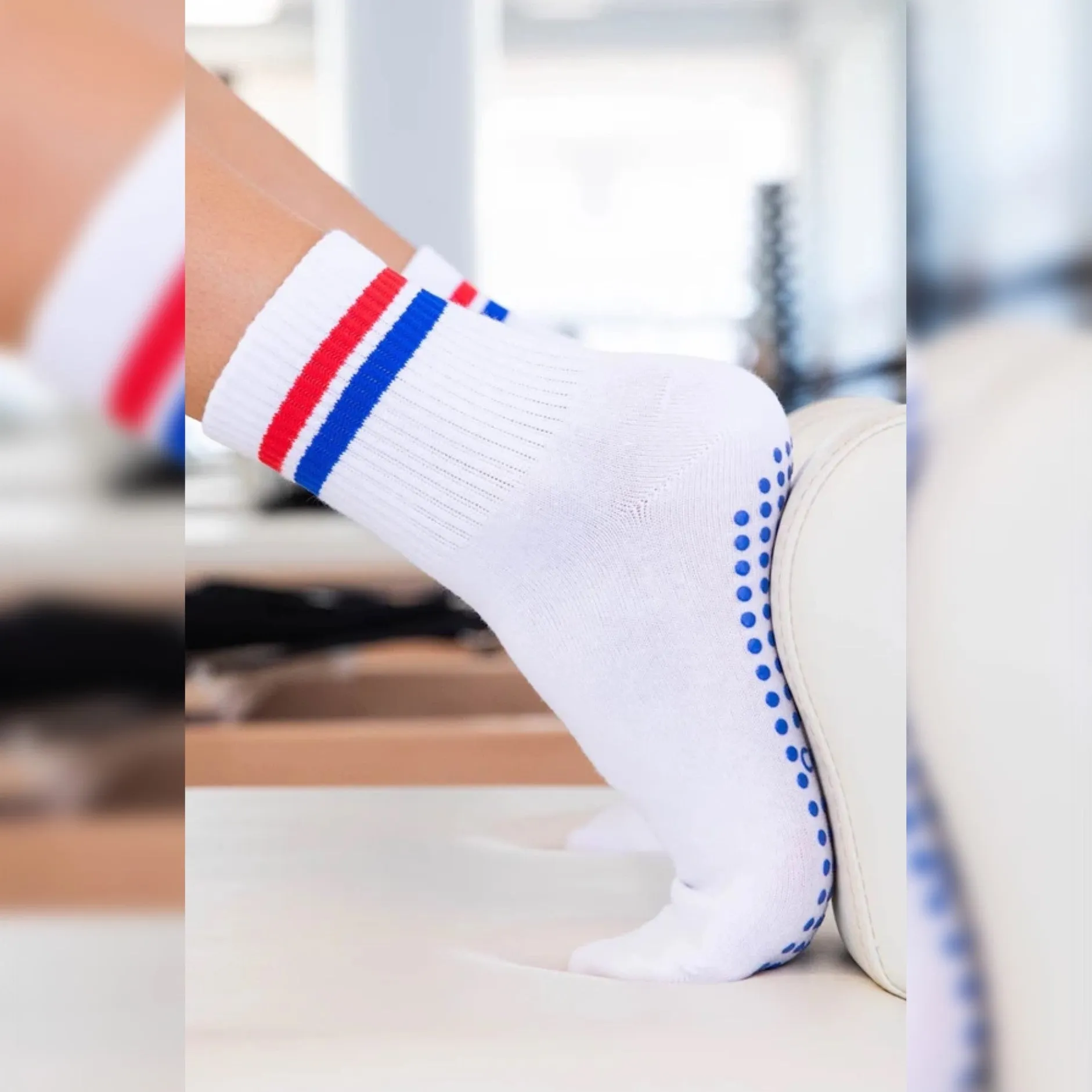 Grippy Crew Socks - Red White and Blue (Barre / Pilates)