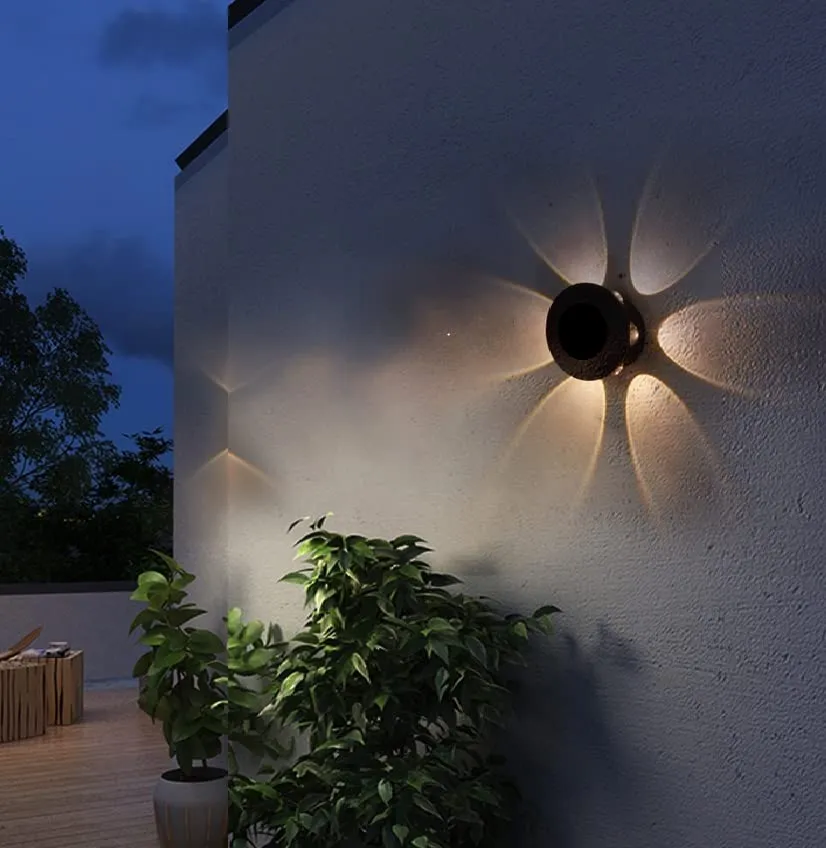 Groeien 12 Watts Waterproof LED Round Shape Six Way Indoor Outdoor Exterior Wall Light (Warm White,Aluminium) (1 )