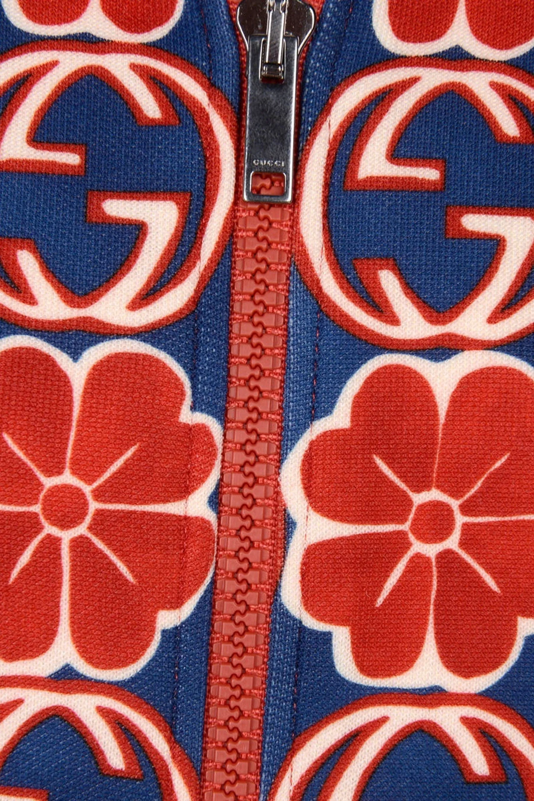 GUCCI Girls and Red Technical Jersey Zip Up Top