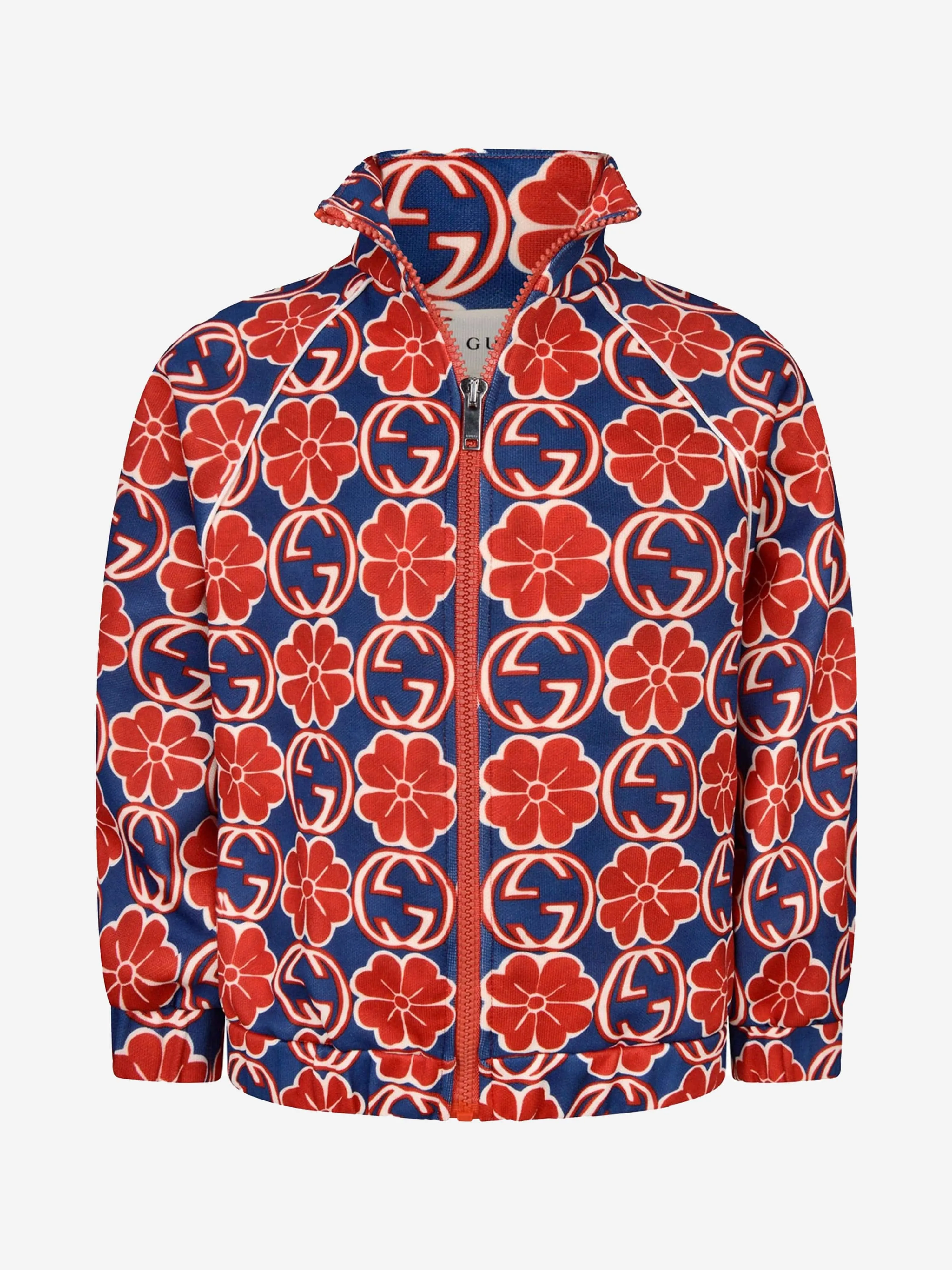 GUCCI Girls and Red Technical Jersey Zip Up Top
