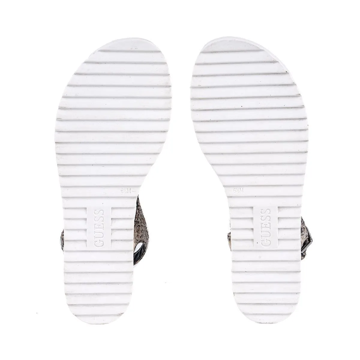 Guess Snake Textured Flat Sandals Leather Multicolour Colour For Women