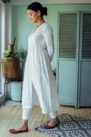 Gul Ivory Badla Embroidered Kurta with Pants - Set of 2