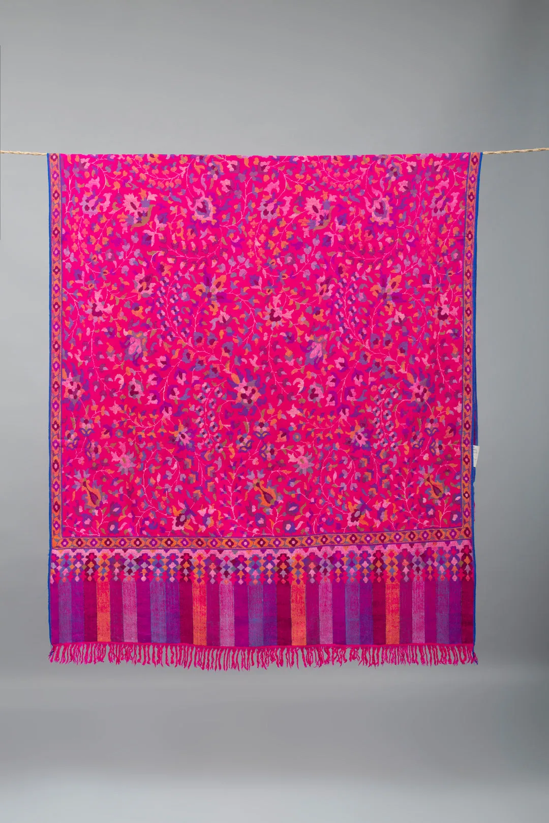 Gulal Hot Pink Floral Kani Jama Pashmina Shawl