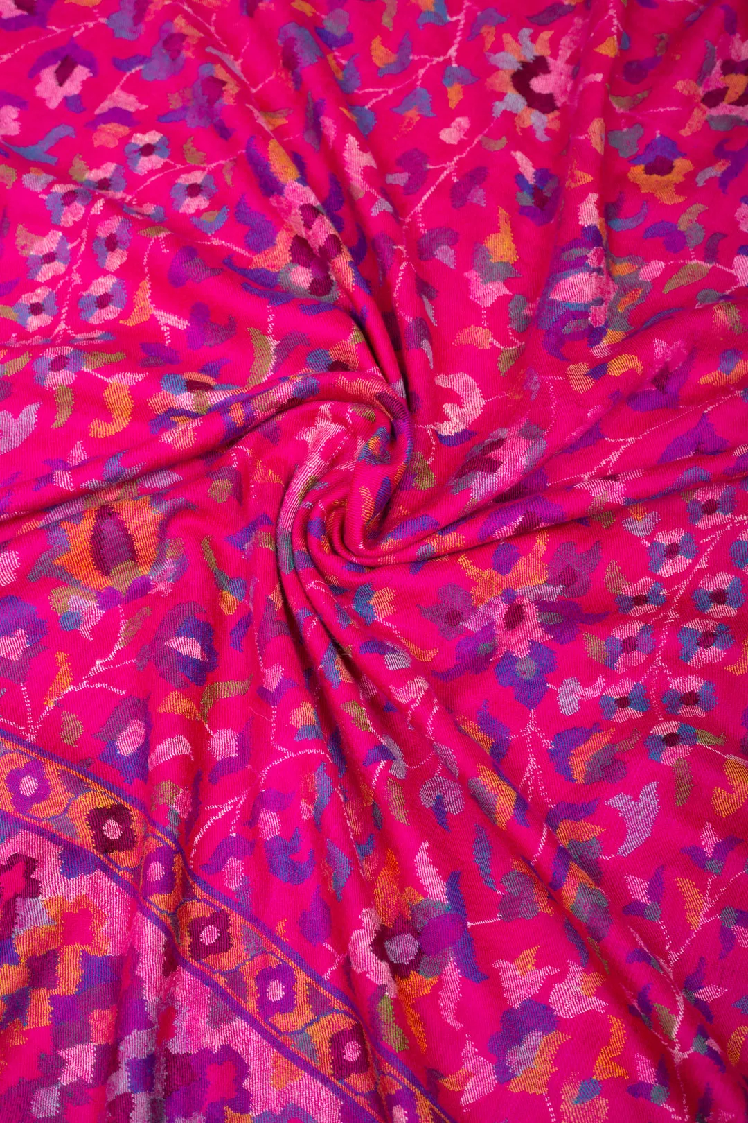 Gulal Hot Pink Floral Kani Jama Pashmina Shawl