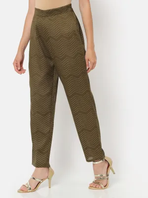 Gulzaar Olive Straight Fit Trouser