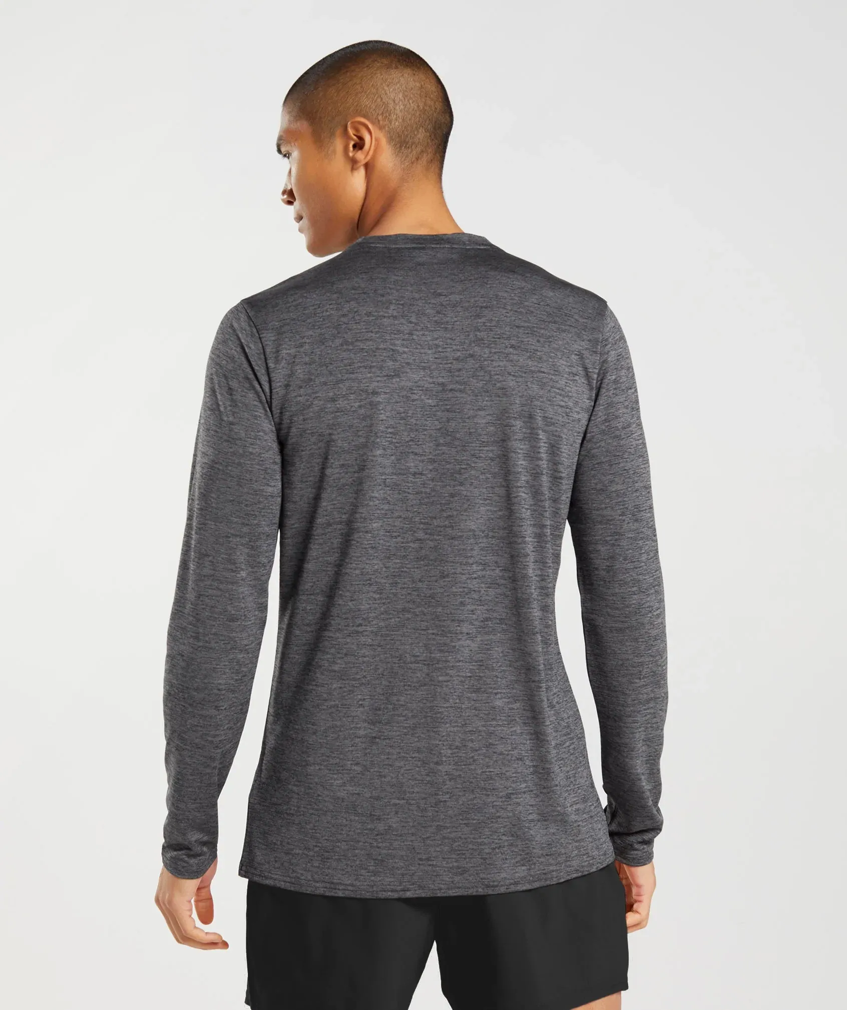 Gymshark Arrival Long Sleeve T-Shirt - Black/Silhouette Grey Marl