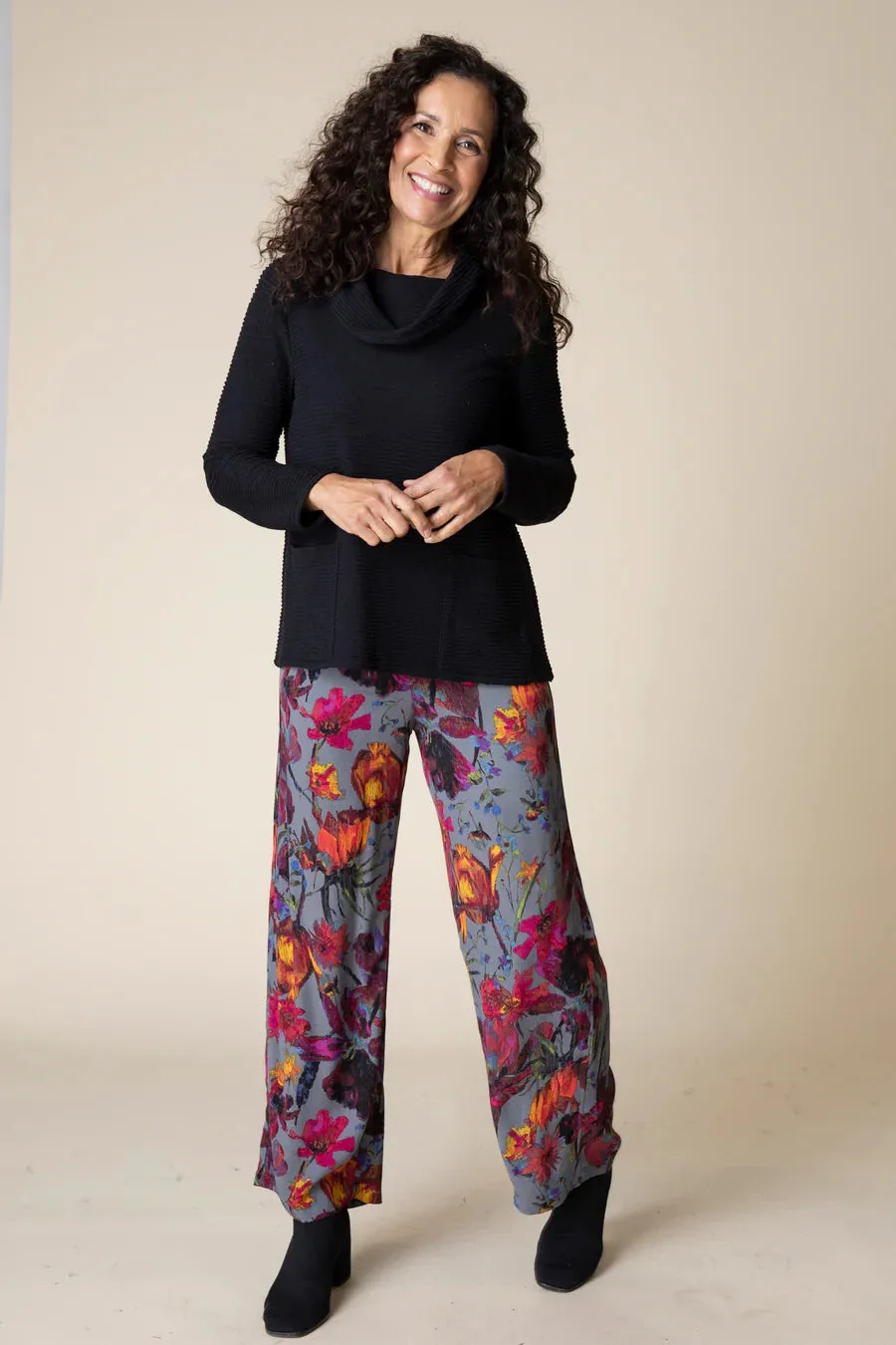 Habitat, 16010 Cowl Neck Pocket Top, Black