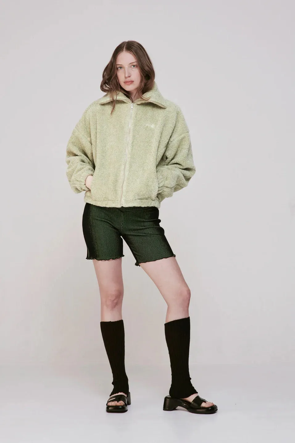 Habitual Zip Through Fleece - Matcha