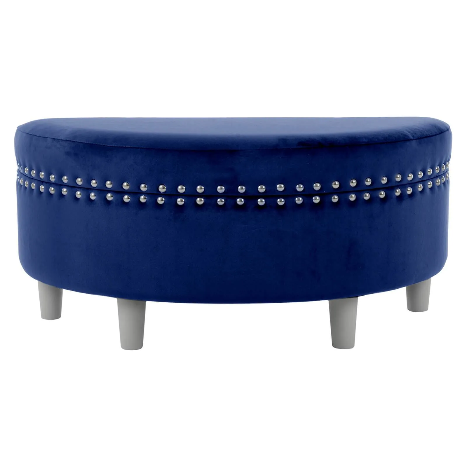 Half Moon Storage Ottoman Velvet Round Padded Seat