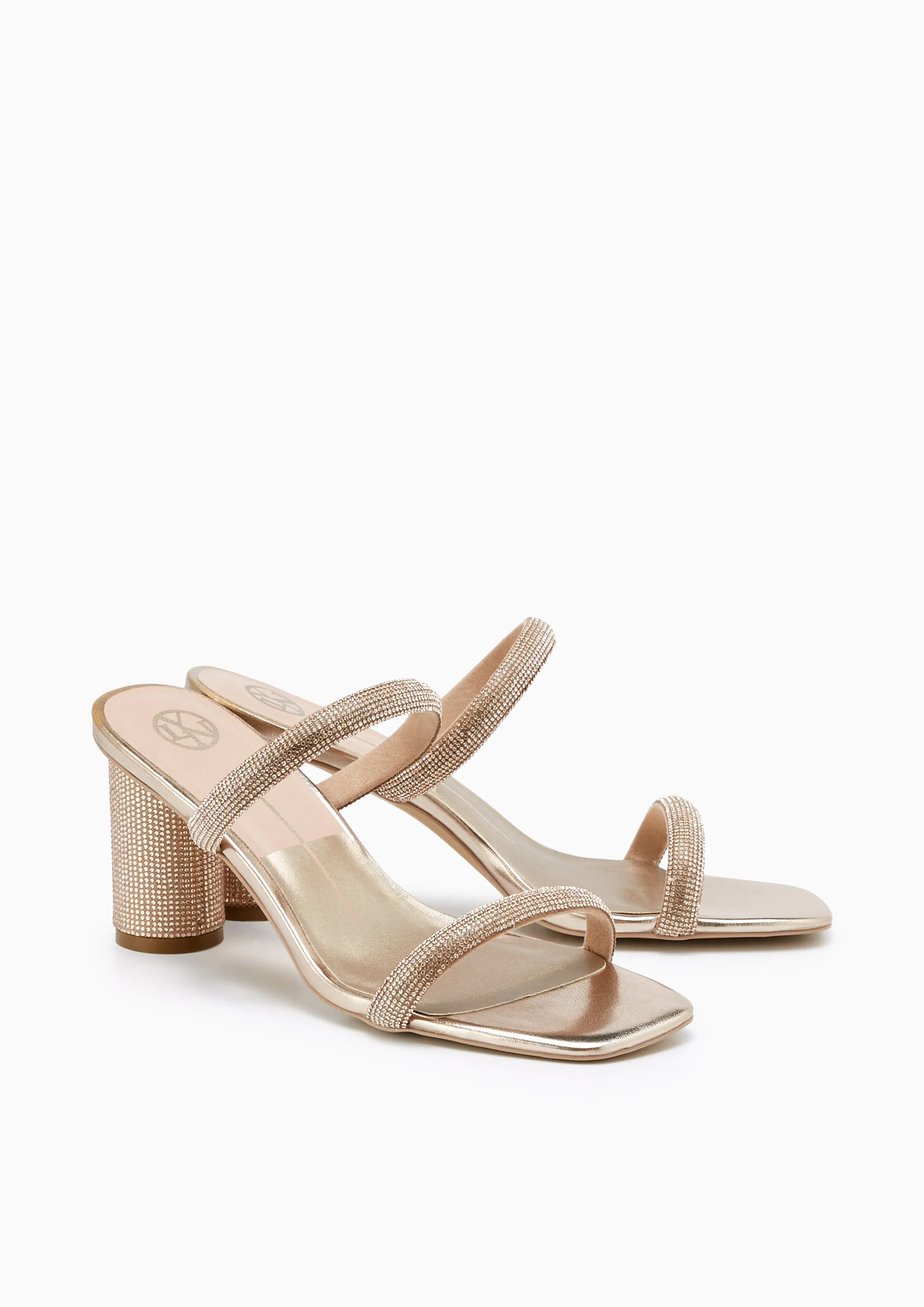 Halina Crystal High Heels - Gold